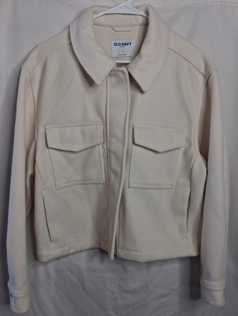 Old Navy Cream Utility Jacket with Chest Flap Pockets